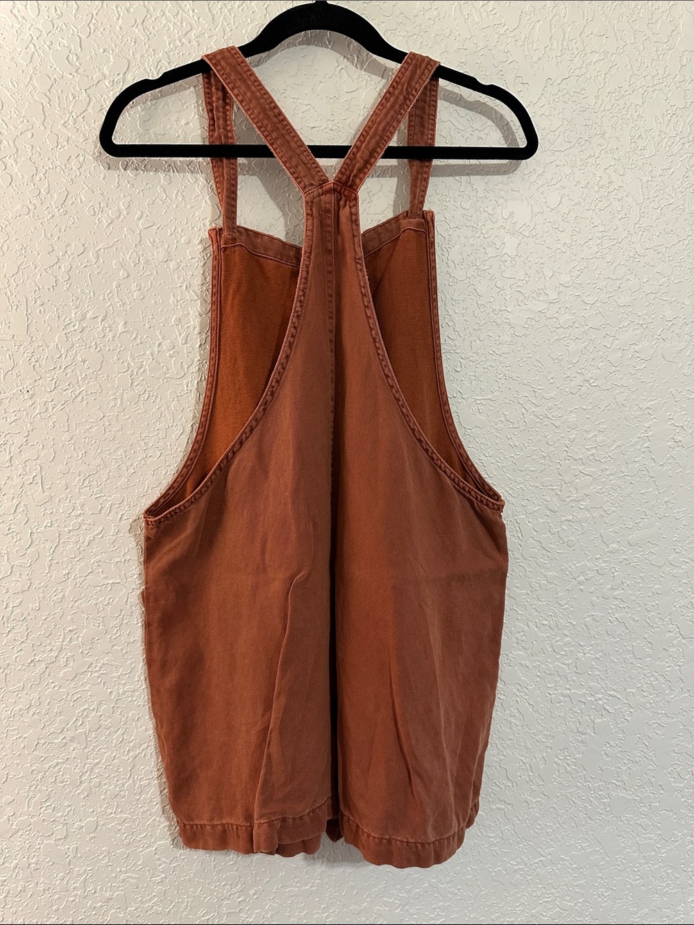 Aerie Brown Linen Blend Women's Short Overalls Romper Knotted Straps Size L - Picture 3 of 10